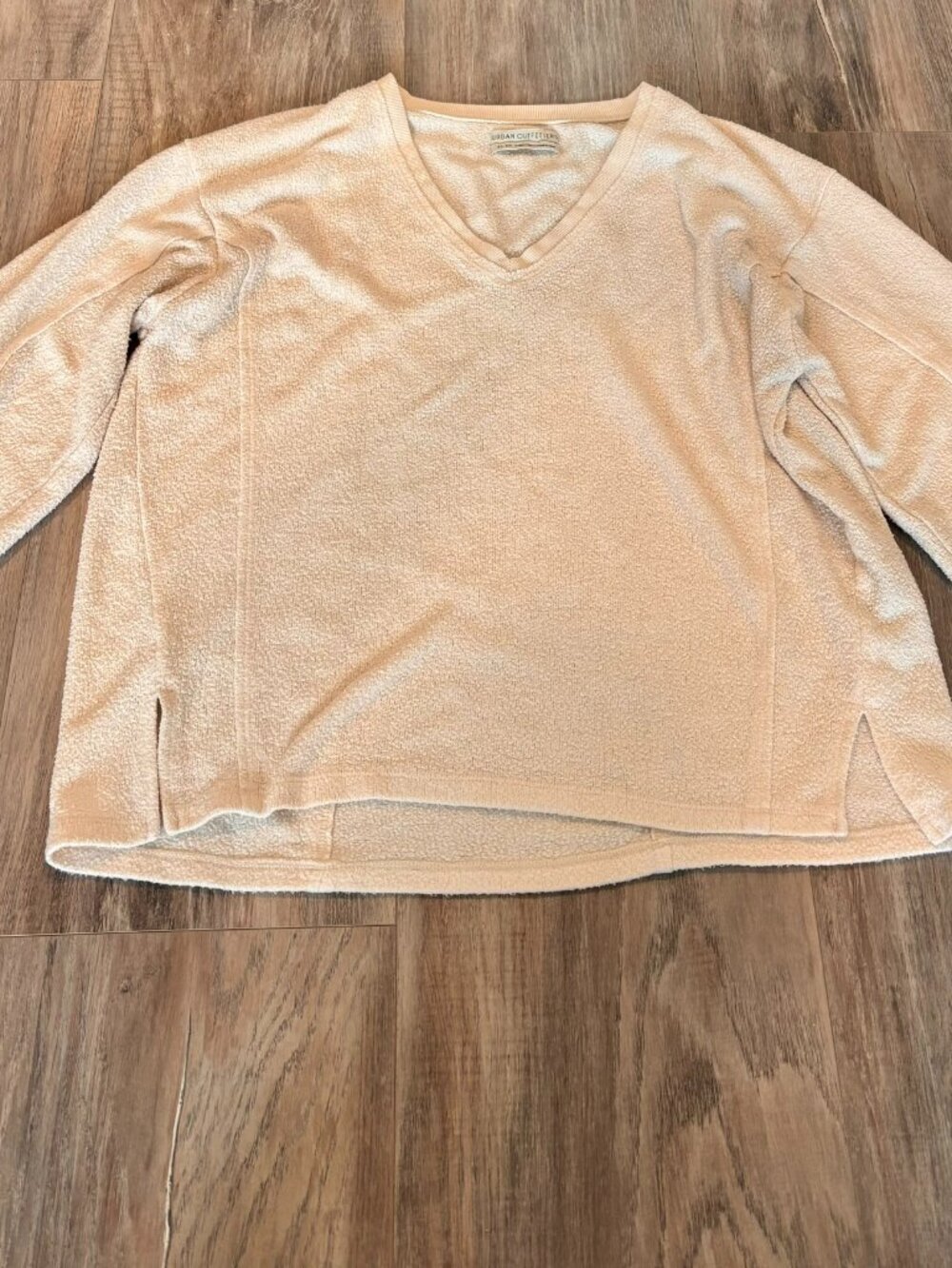 Urban Outfitters Cream Waffle Knit V-Neck Top